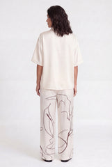 Off-White Silk Trousers Earth Sketch