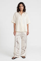 Off-White Silk Trousers Earth Sketch