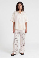 Off-White Silk Trousers Earth Sketch