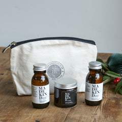 Petite Candle & 2 Mini Body Washes in Cotton Zip Pouch