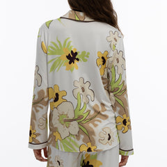 Bamboo Long Pyjama Set in White Flower