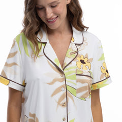 Bamboo Short Pyjama Set in White Flower