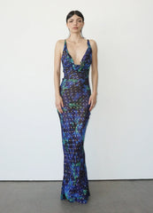 Noor Back Dress, Satin Pink Multi Dress