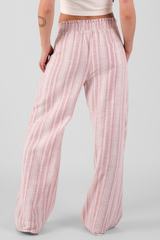 Osier Multi Stripe Brushed Ethical-Cotton Trousers - Blush Pink