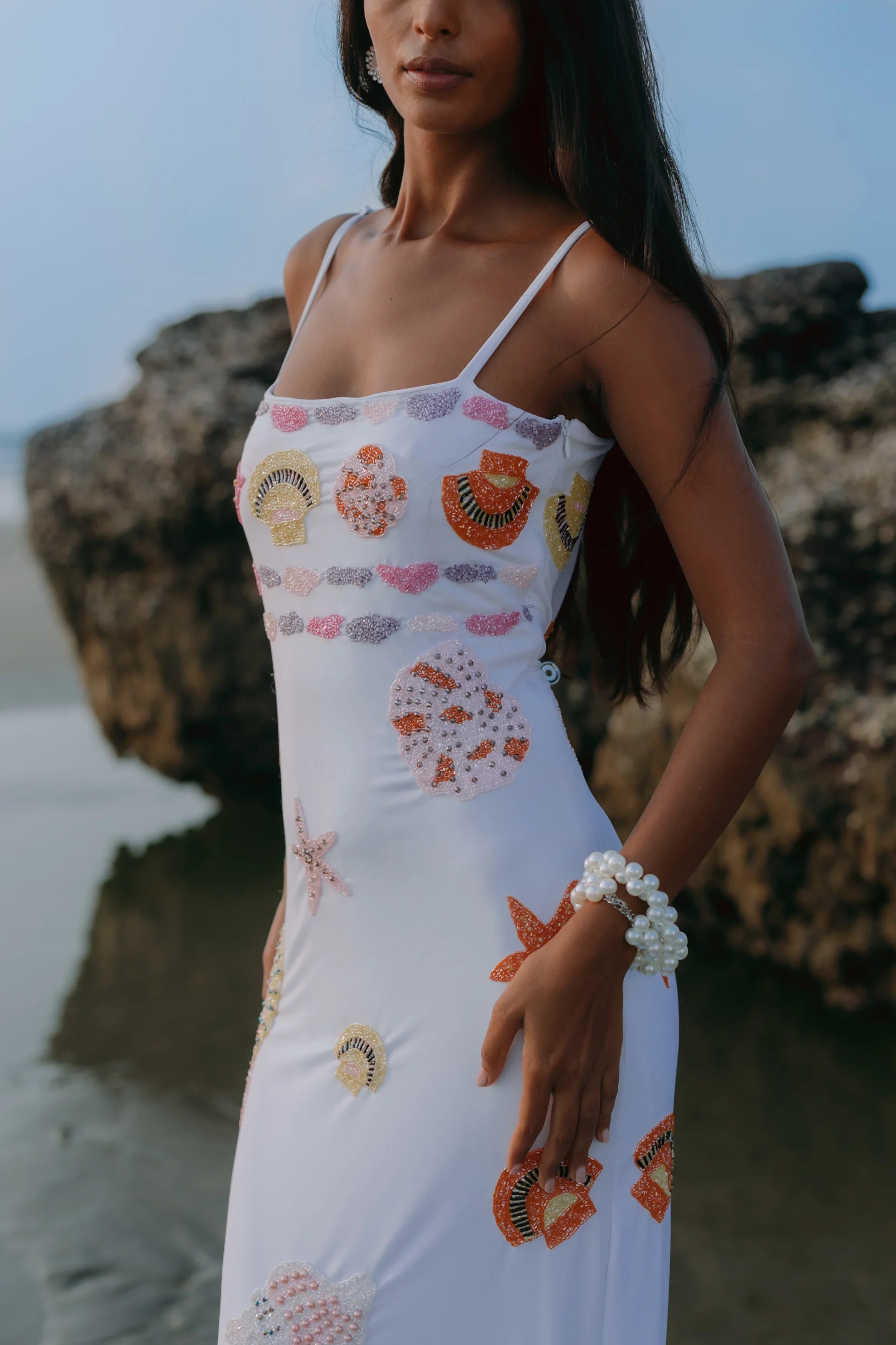 New York Strapped Dress in White