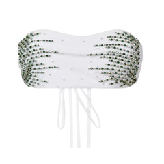Ophelia Hand Embroidered Bikini Top White