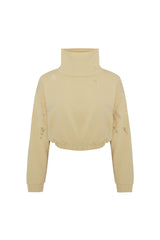 Destroyed High Neck Sweat - Chino Green
