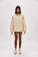 Oversized Contrast Tape Puffer Coat