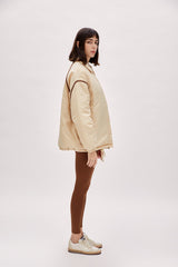 Oversized Contrast Tape Puffer Coat