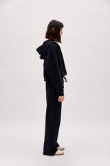Destroyed Zip Up Hoodie - Black