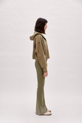 Destroyed Zip Up Hoodie - Covert Green