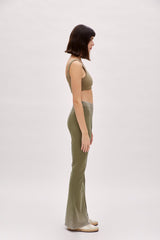 Acid Washed Flare Sweatpant - Covert Green