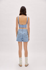 Woven Corset Top - Baby Blue