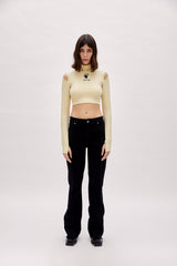 Long Sleeve Crop Top - Chino Green