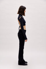 Long Sleeve Crop Top - Black
