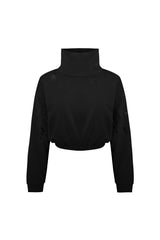 Destroyed High Neck Sweat - Black