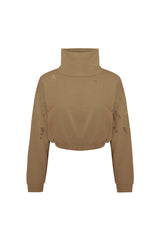 Destroyed High Neck Sweat - Covert Green