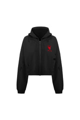 Destroyed Zip Up Hoodie - Black