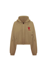Destroyed Zip Up Hoodie - Covert Green