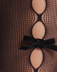 Pearl Bow Peek a Bow Tights - Black