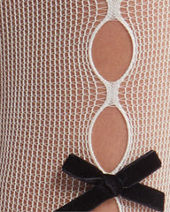 Pearl Bow Peek a Bow Tights - White