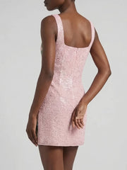 Paradise Safari Beaded Mini Dress – Pink