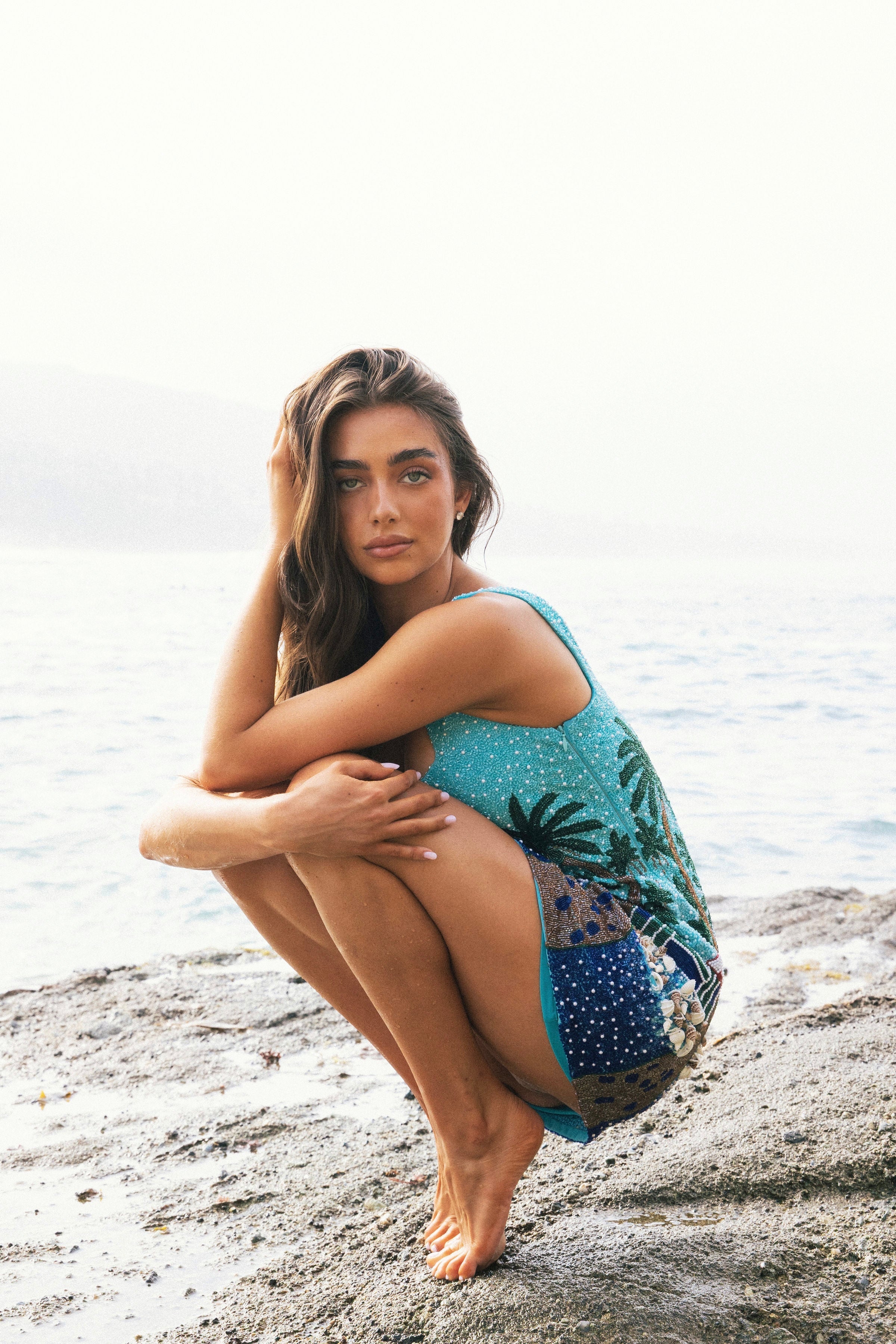 Oceanus X Taylor Nunez Island Blue Mini Dress