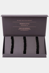 Skinny Silk Scrunchie Set Black Crystal