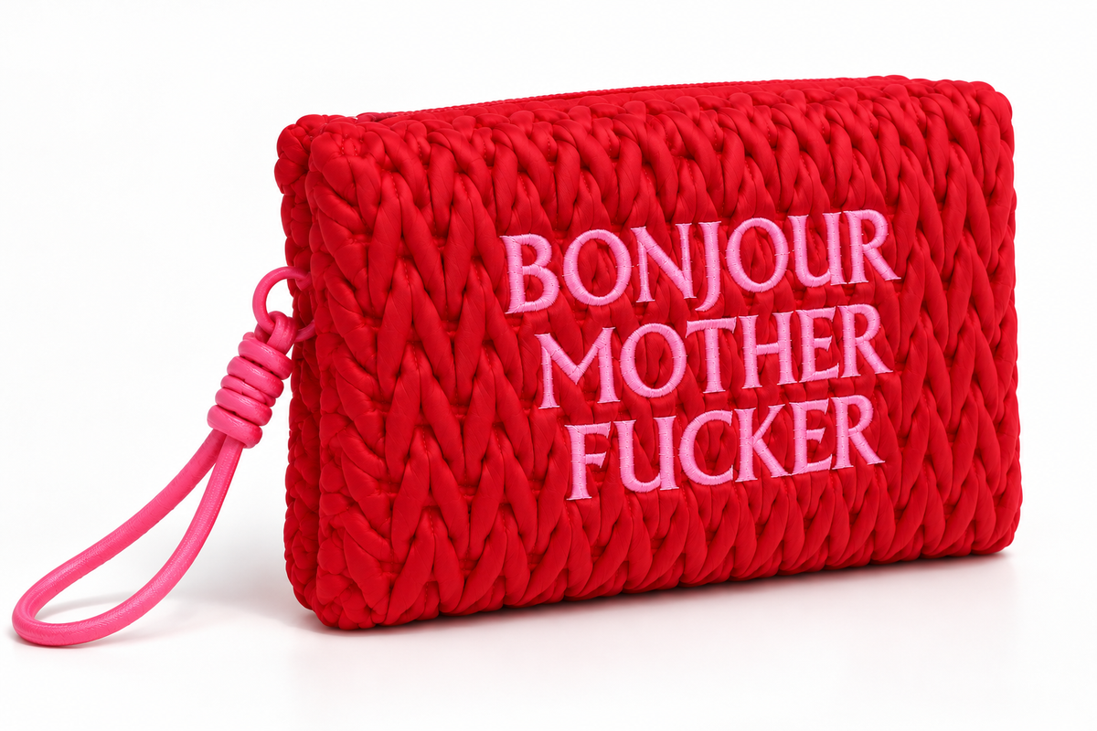 Red Bonjour Mother Fucker Make Up Bag