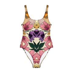 Retro Floral Swimsuit Mirror Blossom - One Piece