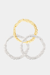 Skinny Silk Scrunchie Set Ivory / Caramel