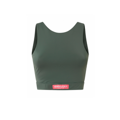 OLIVE GREEN MINERVA FITNESS CROP TOP in ECONYL®