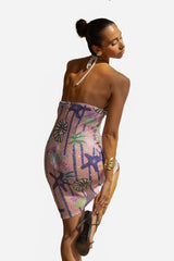 Shell Halterneck Pink Mini Dress