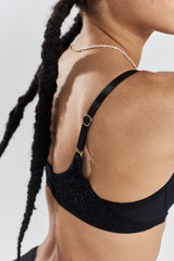 Sakura Front-Close Recycled-Lace Underwired Bra - Volcanic Black