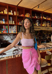 Monty Co-Ord Hand Embroidered Bead Skirt - Pink