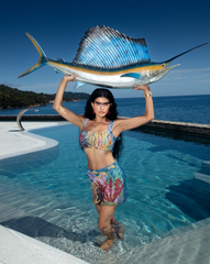 Sekushi Coastal Blue Coral Co-Ord Skirt