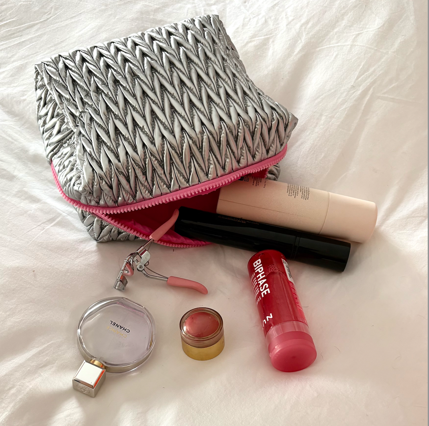 Squishy Silver Make Up Bag