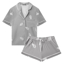 Bamboo Short Pyjama Set in Silver Birch Petals