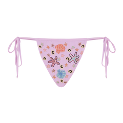 Fia Tropical Hand Embroidered Bikini Bottoms Lilac