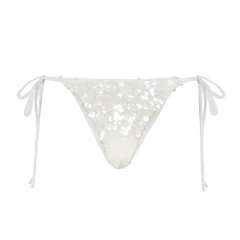 Sienna Sequin Embroidery Bikini Bottoms - White