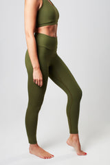 High Waisted Leggings - Earth Khaki
