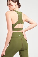 High Neck Sports Bra - Earth Khaki