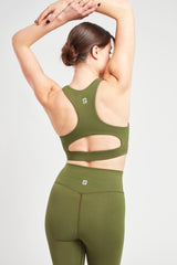 High Neck Sports Bra - Earth Khaki