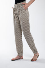 Striped Linen Pants With Elastic Legs