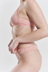 Sugi Recycled-Lace High-Leg Thong - Dawnlight Coral