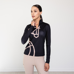 Haute Voyage Collection Long Sleeve Sun Shirt "Painted Horse" Black