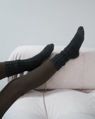 Rib Socks: Charcoal Wool