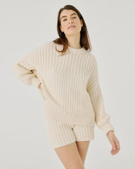 Delčia: Oat Cotton Sweater & Shorts Set