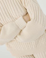 Delčia: Oat Cotton Sweater & Shorts Set