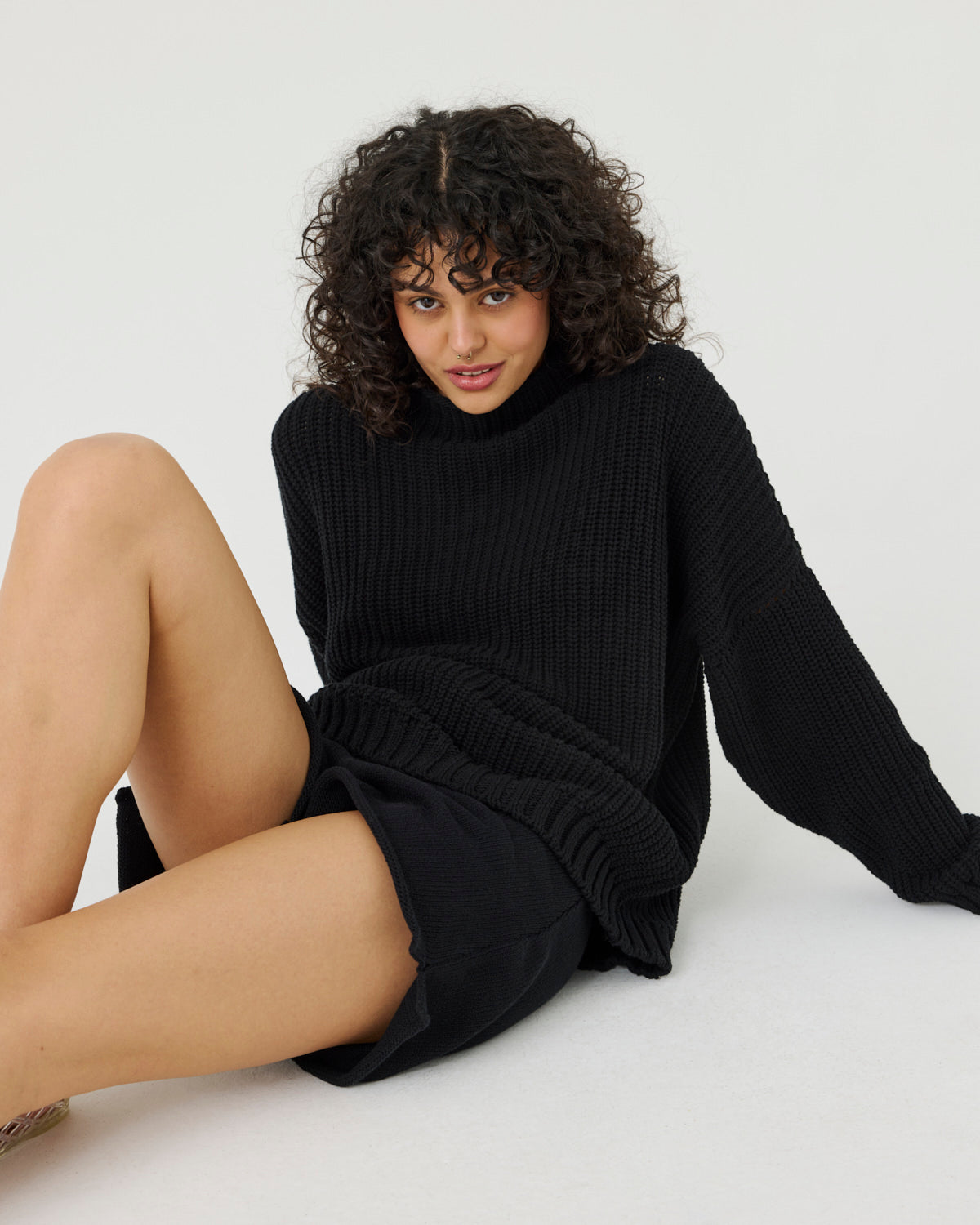 Laumės: Black Cotton Sweater